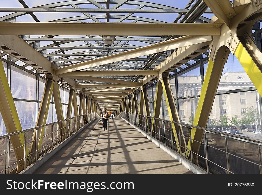 Pedestrian bridge across one of Moscow's avenues. Pedestrian bridge across one of Moscow's avenues