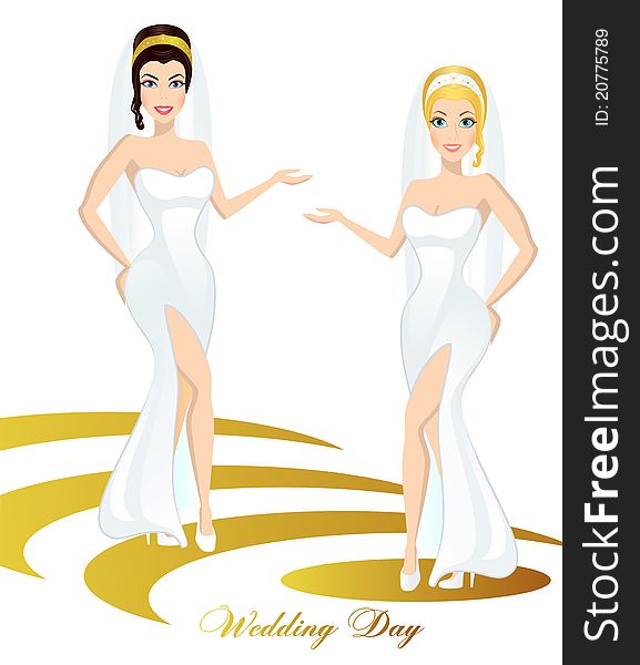 Charming brides on the white backround. Charming brides on the white backround