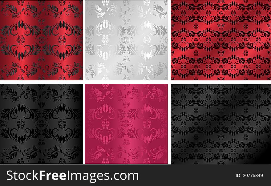 Ornamental luxury red black grey backgrounds