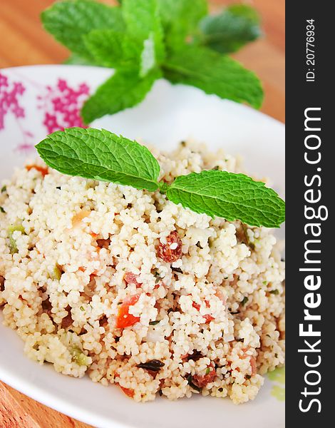 Delicious Tabbouleh with its mint leaf