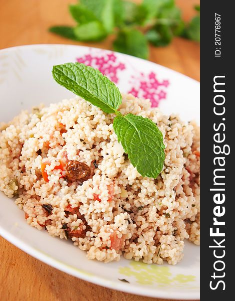 Delicious Tabbouleh with its mint leaf