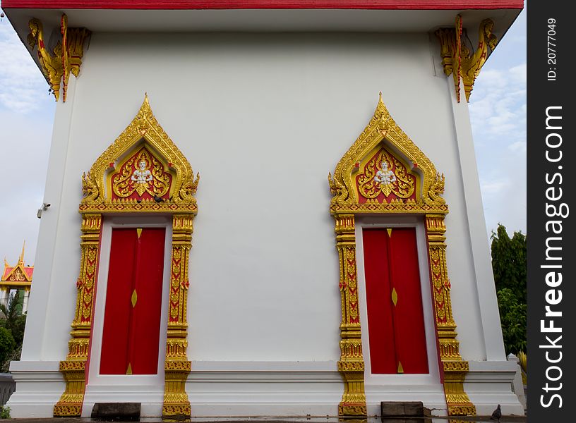 Buddhist Temple Church window Chumsaeng Nakhon Sawan. In Thailand