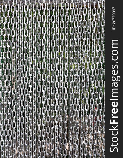 Curtain steel chain at the zoo bird cage