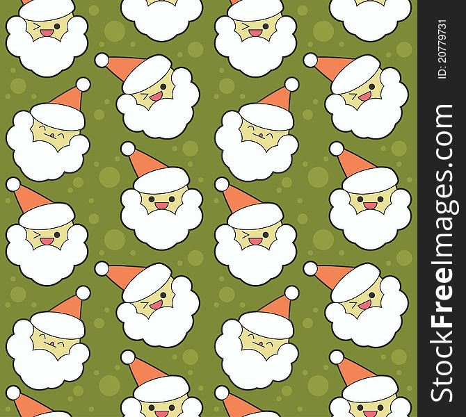 Seamless Christmas cute background illustration with Santas. Seamless Christmas cute background illustration with Santas