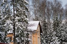 Country House Roof In Winter Landscape Stock Images Country House Roof In Winter Landscape Stock Images