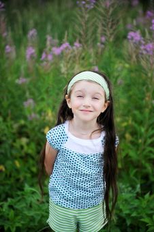 Outdoors Portrait Of Adorable Amazed Child Girl Royalty Free Stock Image