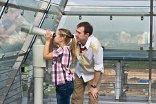 Father And Daughter Looking Through Telescope Stock Photography Father And Daughter Looking Through Telescope Stock Photography