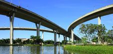 Panorama Bhumibol Bridge, Thailand. Royalty Free Stock Photography Panorama Bhumibol Bridge, Thailand. Royalty Free Stock Photography