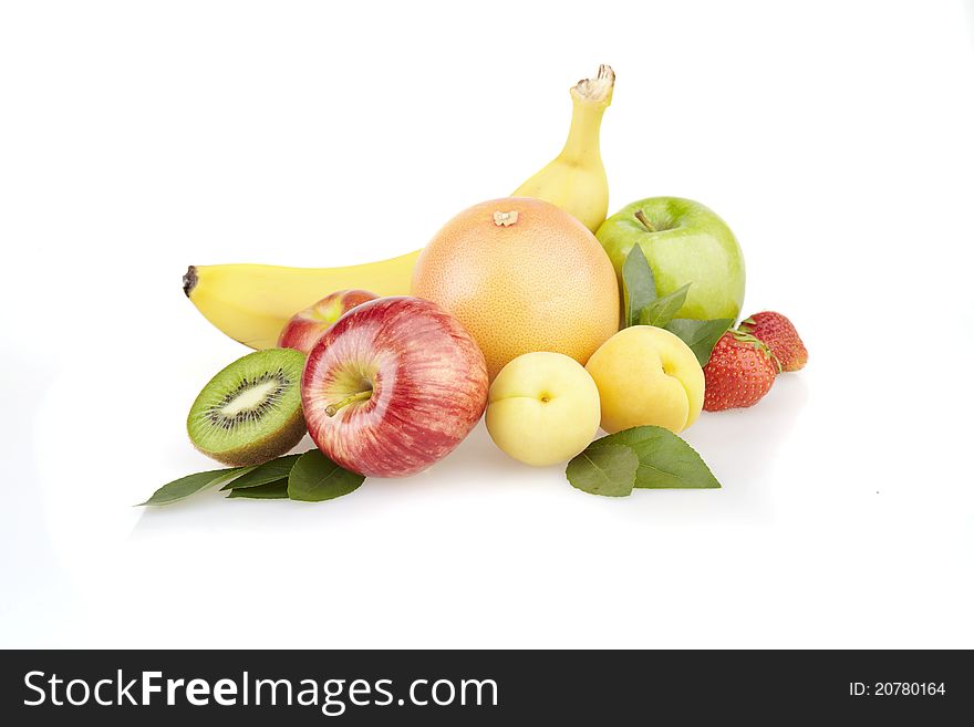 Composition of different fruits isolated on white background