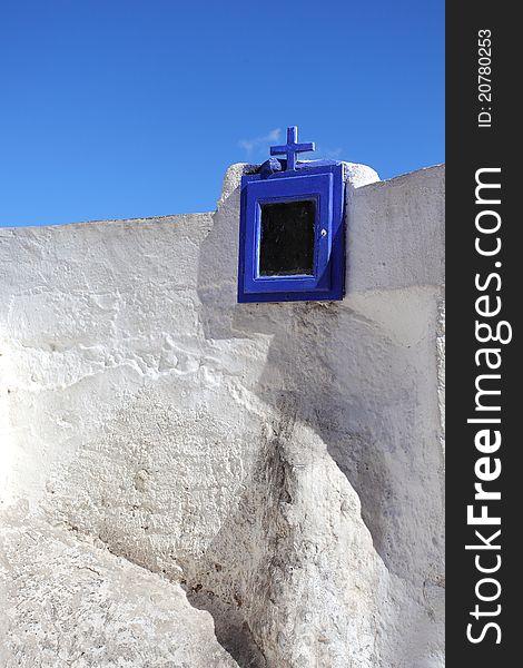 A blue mail box in Greece