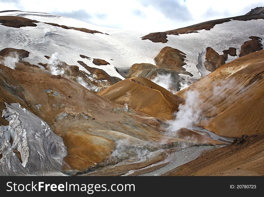 Geothermal landscape in Iceland.