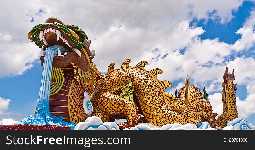 Golden dragon statue