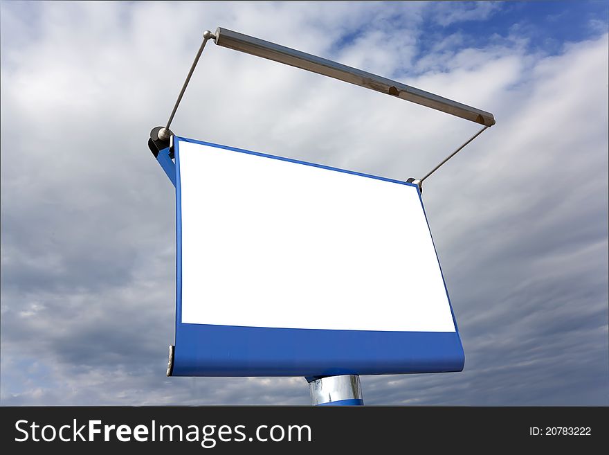 Blank panel on the highway against the sky