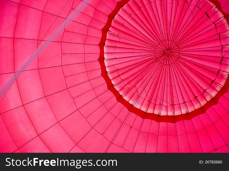 View up the inside of a hot air balloon