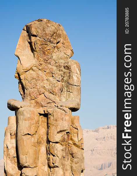 One of the two ruined statues of the Colossi of Memnon