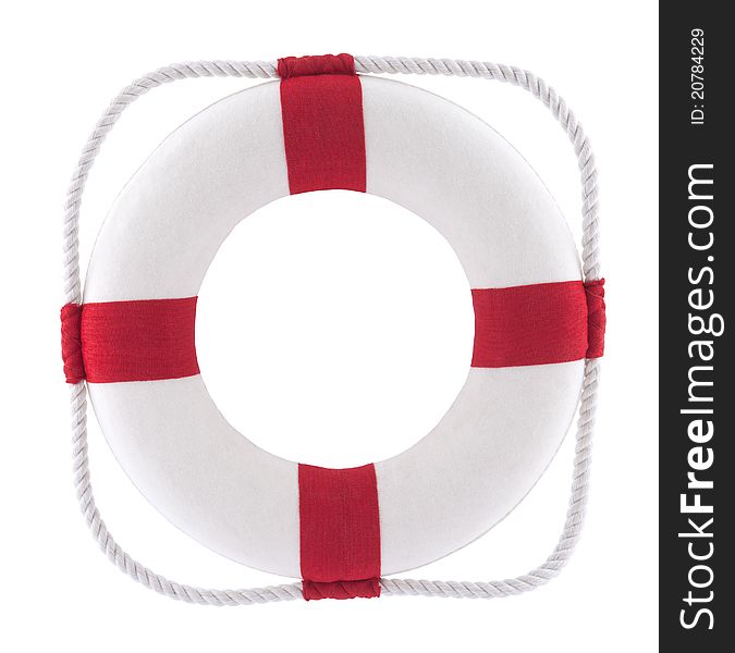 Lifebuoy with clipping path isolated on white