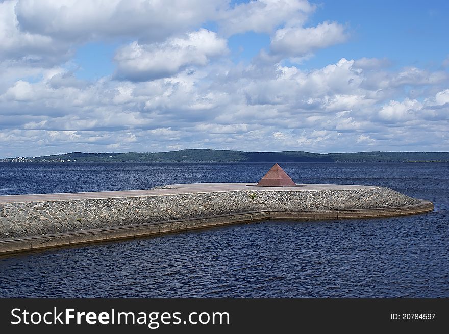 The pyramid on the waterfront of the Lake Onega, Petrozavodsk