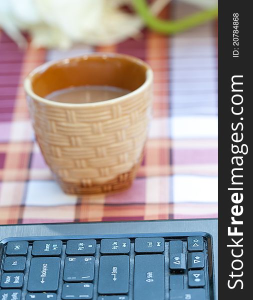 Close up of coffee cup on the table