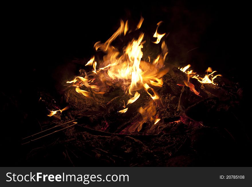 Enjoy a roaring campfire at night