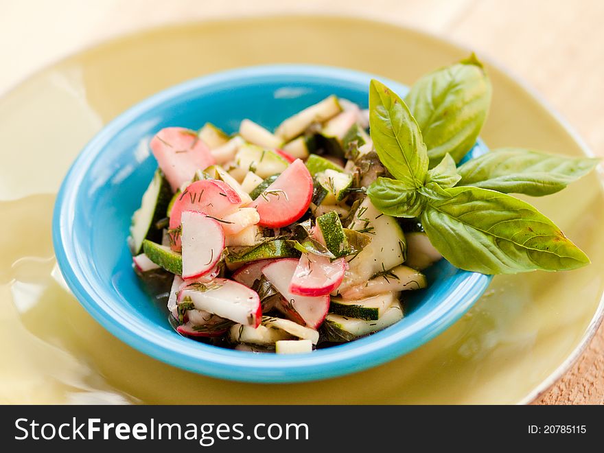 Zucchini and Radish salad with basil