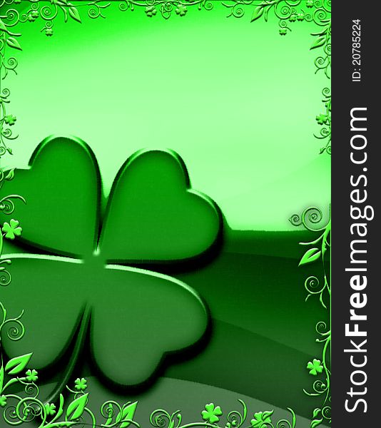 Four leafed clover with floral border