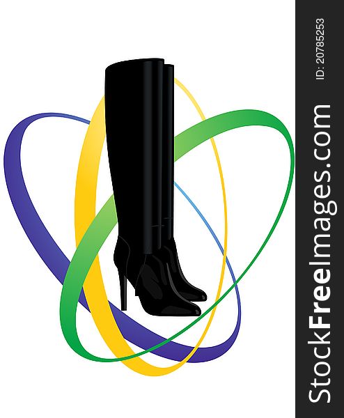 A pair of women's boots with high heels. The illustration on white background.