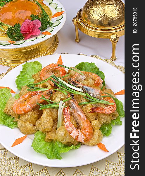 Fried Fish Maws With Prawns. Fried Fish Maws With Prawns