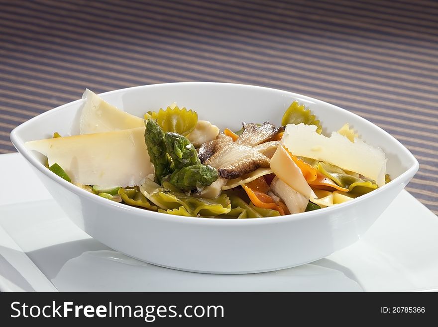 Italian Pasta W Asparagus, Mushroom And Cheese