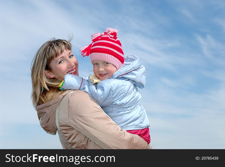 The happy mother and child