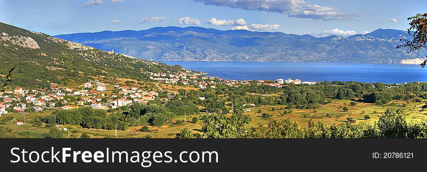 Panoramic view of Baska - croatian pearl, Island of Krk, Croatia. Panoramic view of Baska - croatian pearl, Island of Krk, Croatia