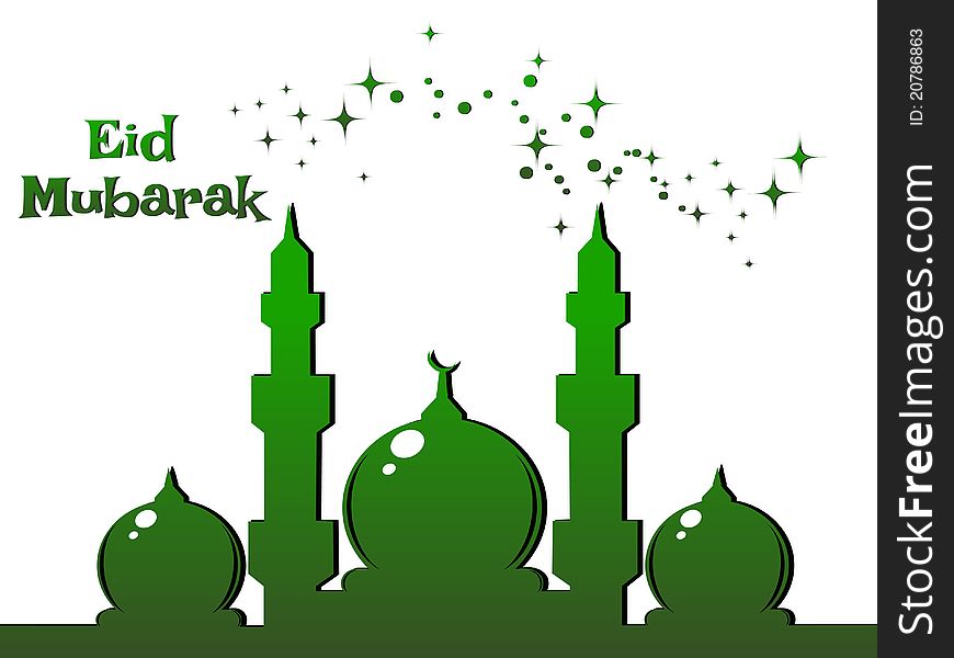 Green twinkle star background with mosque. Green twinkle star background with mosque