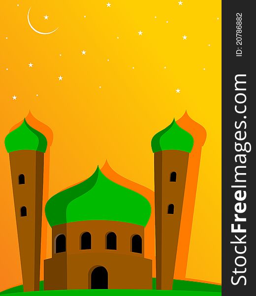Twinkle star background with comic shape mosque. Twinkle star background with comic shape mosque