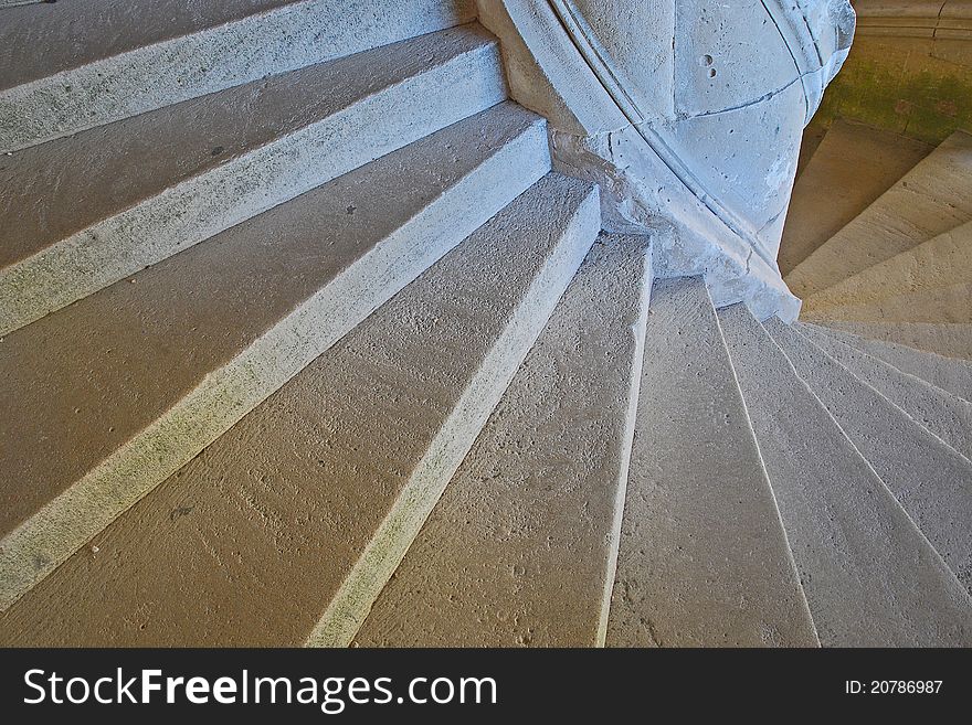 Spiral Staircase In Old Castle