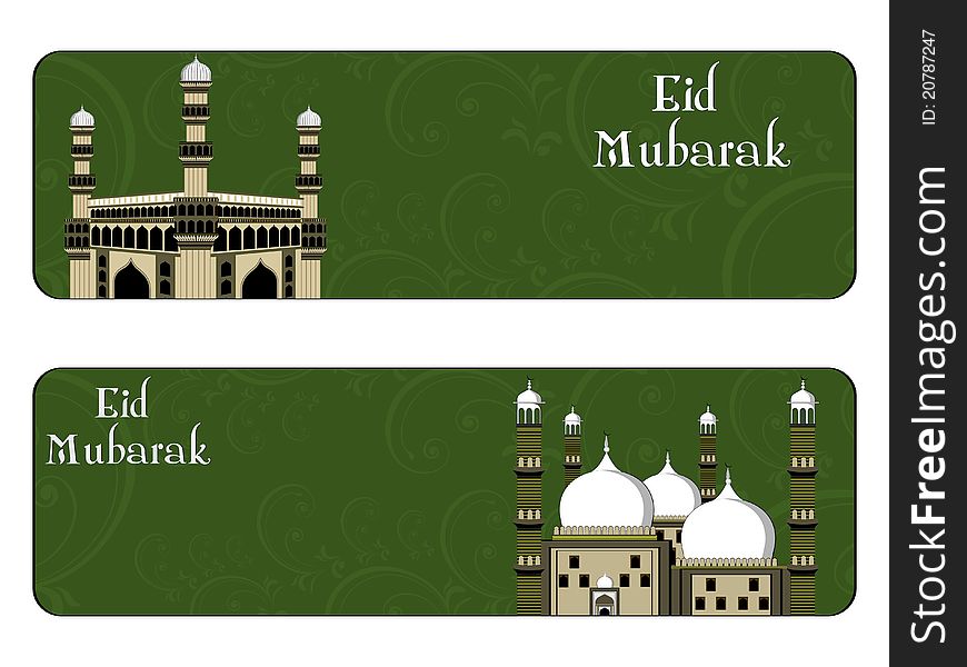 Set of three eid mubarak headers. Set of three eid mubarak headers