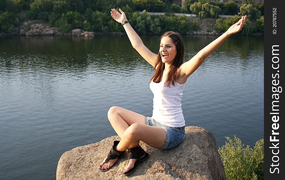 Young woman relaxing outdoors
