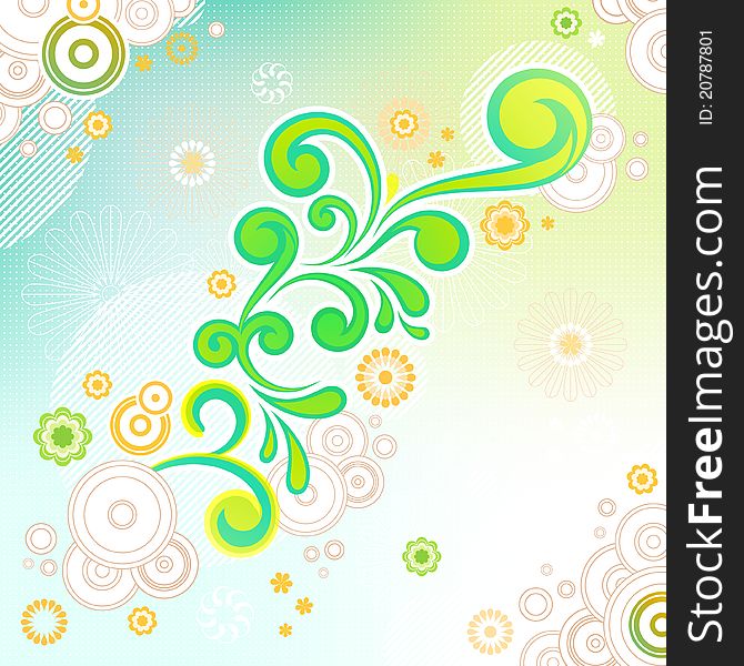 Abstract green swirl floral background. Abstract green swirl floral background