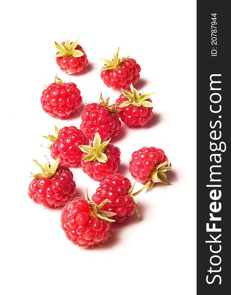 A pile of raspberry on white background. A pile of raspberry on white background