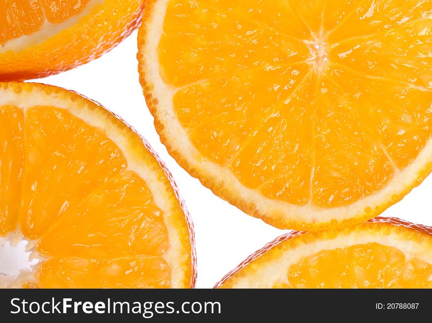 Half an orange isolated over a white background