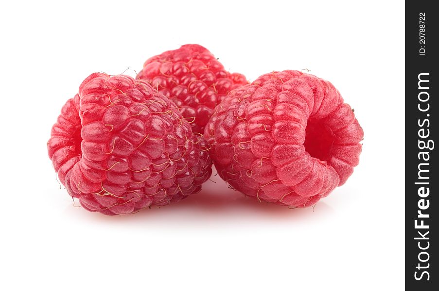 Image red raspberry on white background. Image red raspberry on white background