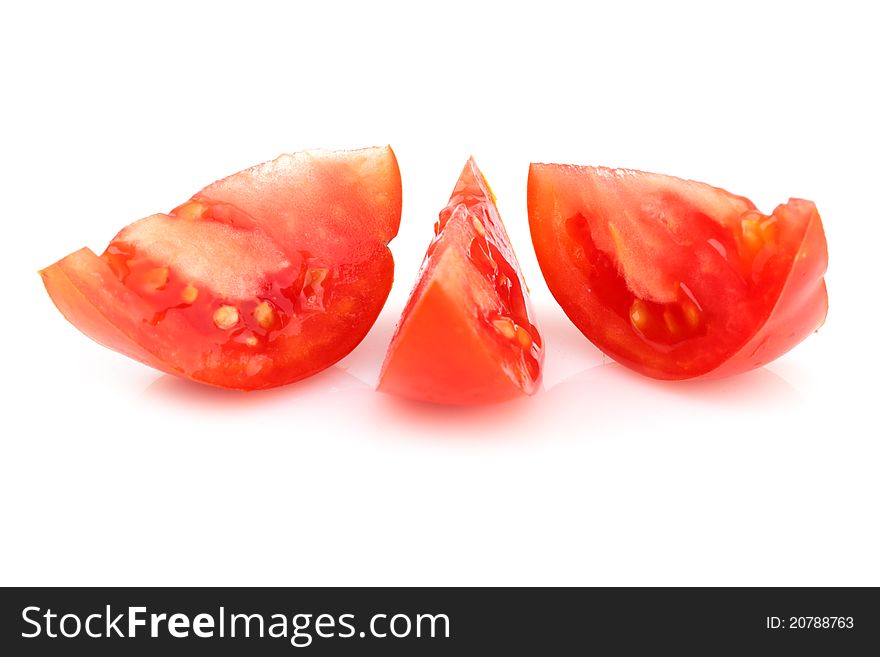 Red tomato vegetable on white background