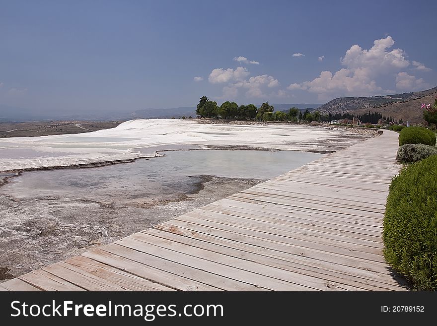 Pools made with calcium rich water in Pamukkale - Turkey.