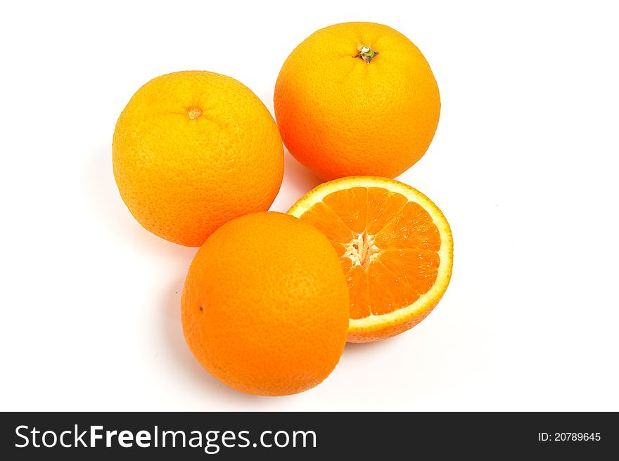 Orange fruit on white background