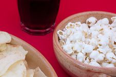 Poptato Chips, Pop Corn And Cola Royalty Free Stock Image Poptato Chips, Pop Corn And Cola Royalty Free Stock Image