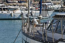 Italy, Siciliy, Mediterranean Sea, Sailing Boats Stock Photo