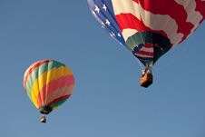 Flag & Striped Hot Air Balloons Royalty Free Stock Photos