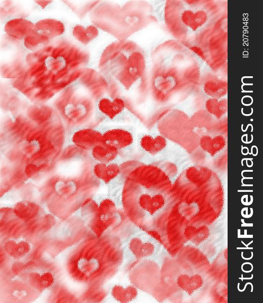 Abstract background of red hearts and white. Abstract background of red hearts and white