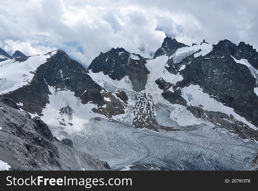 On The Top Of Mountain Titlis In Alps