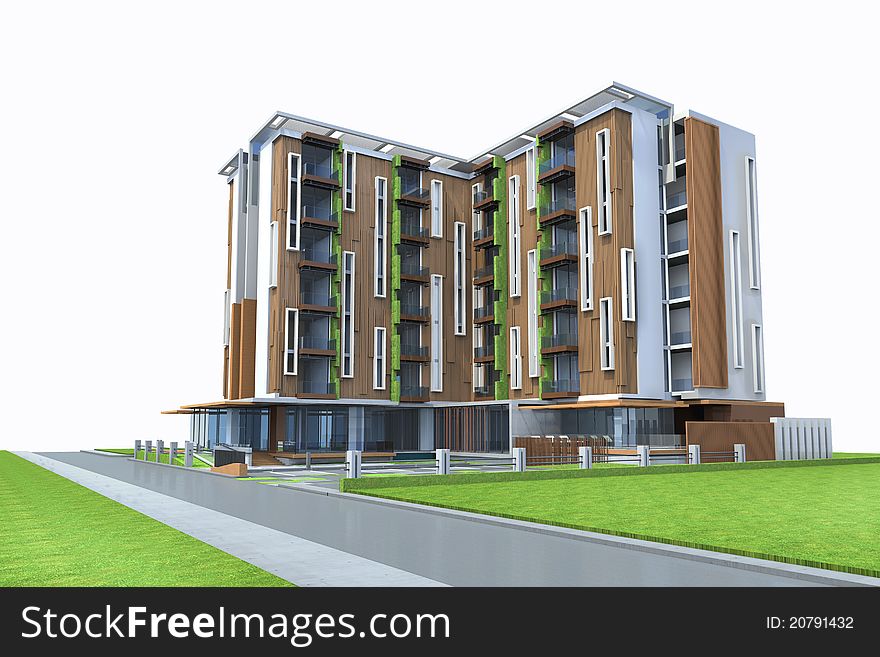 Proposal of perspective building, 3d rendering