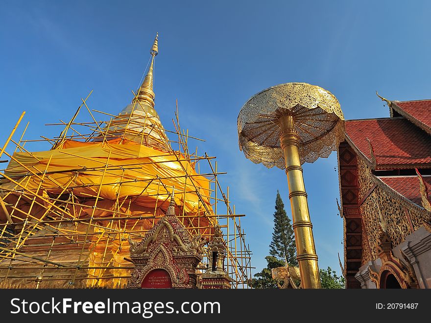 Renovation works of stupa