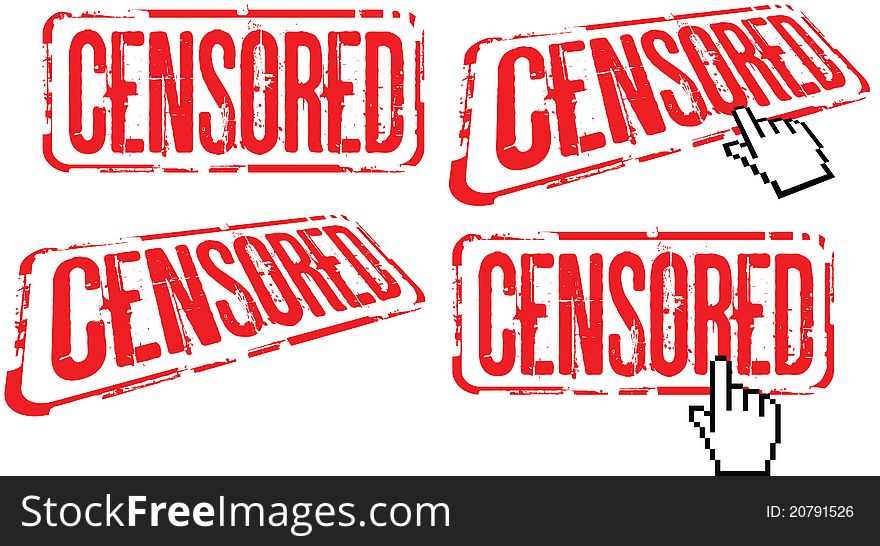 Pack of rubber stamps - censored